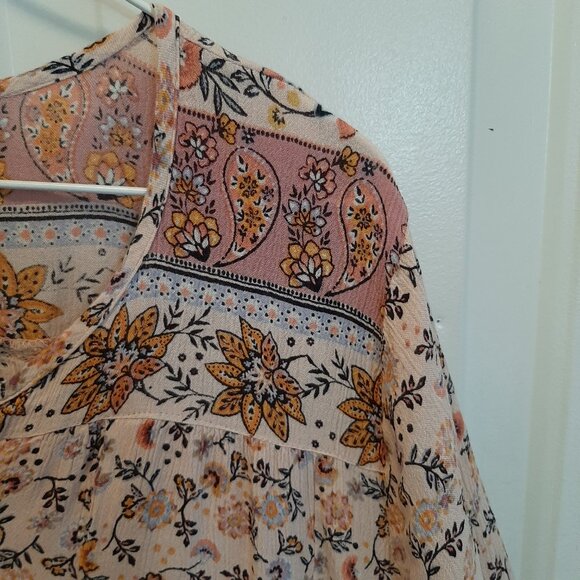 Patrons of Peace Floral Tunic/Minidress; Women's Large; Rayon; Bell Sleeves; EUC - Picture 6 of 7